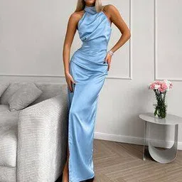 divawalk Women High-Neck Bodycon Dress -picture-15