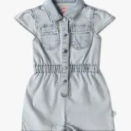 Girls Washed Denim Jumpsuit-image-31