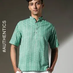 indie picks Hand-Dyed Handblock Print Double Dabu Short Cotton Kurta-picture-51