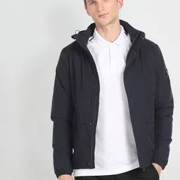 arrow Men Regular Fit Zip-Front Windcheater Hooded Jacket-picture-37