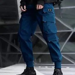 jump cuts Men Mid-Rise Track Pants with Flap Pockets-picture-10