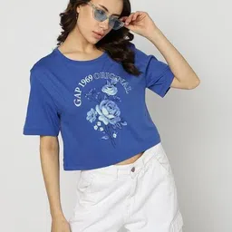 gap Women Floral Print Loose Fit Round-Neck T-Shirt image 1