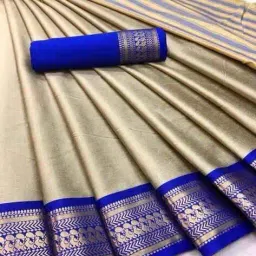 revangi Women Soft Silk Saree with Contrast Border image 1