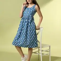 acai Women Printed Cambric Cotton A-Line Dress-picture-42