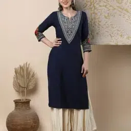 fashor Women Embroidered Straight Kurta -picture-11