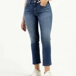 levi's Women 724 Mid-Wash High-Rise Slim Straight Fit Blue Jeans-picture-19