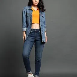Women 711 Lightly Washed Mid-Rise Skinny Jeans-image-9