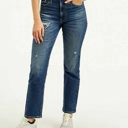 levi's Women Lightly Washed Distressed Straight Jeans-picture-16