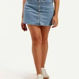 levi's Women Washed Regular Fit A-Line Skirt-picture-26