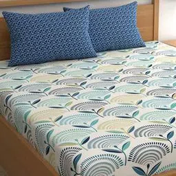 chhavi india 210 TC Floral Print King Size Bedsheet with 2 Pillow Covers-picture-46