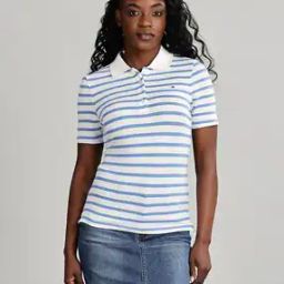 tommy hilfiger Women 1985 Striped Slim Fit Pique Polo T-Shirt-picture-39