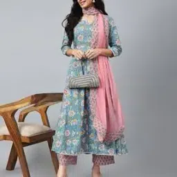 svaraa Women Floral Print Anarkali Kurta Set-picture-27