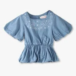 point cove Girls Embroidered Bubble Peplum Top-picture-16