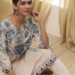 Women Floral Print Cotton Straight Kurta-image-37