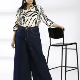 turning blue Women Mid-Rise Wide-Leg Jeans image 1