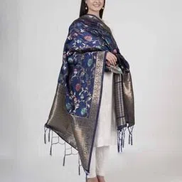muffly Women Woven Dupatta with Zari Border-picture-31