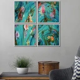 999store Set of 4 Floral Print Wall Arts 27" x 27"-picture-52