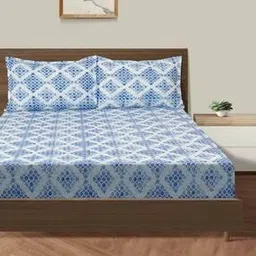 swayam 200 TC Geometric Print Fitted Double Bedsheet with Pillow Covers-picture-33
