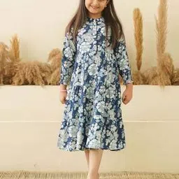Girls Floral Print Tiered Dress-image-40
