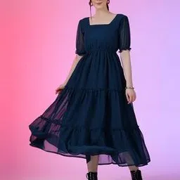 raiyani enterprise x ag Women Tiered Dress with Puff Sleeves-picture-42