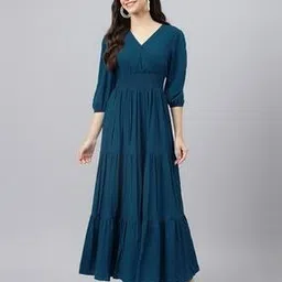 raiyani enterprise x ag Women V-Neck Maxi Tiered Dress-picture-46