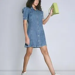 vero moda Women Washed Cotton Shirt Dress-picture-41