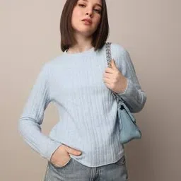 only Women Self-Striped Regular Fit Pullover-picture-27