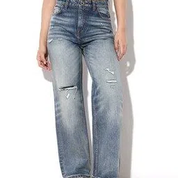 only Women Mid-Wash High-Rise Distressed Straight Jeans-picture-29