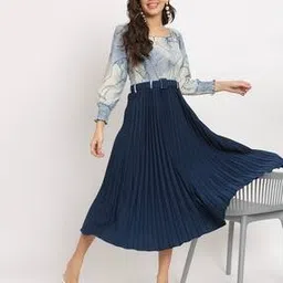 raiyani enterprise x ag Women Smocked Square-Neck Fit & Flare Dress-picture-28