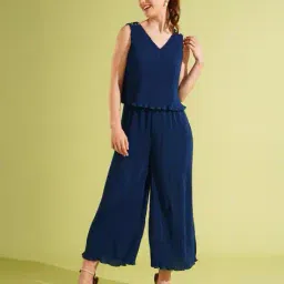 globus Women Ribbed V-Neck Jumpsuit image 1