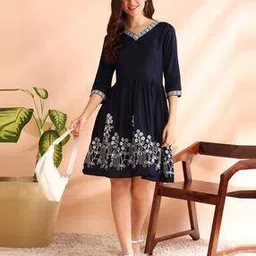 hiva trendz Women Embroidered Fit & Flare Dress-picture-28