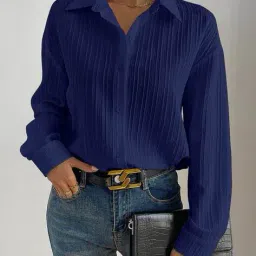 hivora Women Striped Relaxed Fit Shirt with Spread Collar image 1