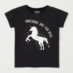 fame forever by lifestyle Girls Graphic Print Regular Fit T-Shirt image 1