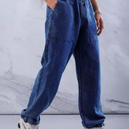 the indian garage co Men Lightly Washed Relaxed Fit Jogger Jeans image 1