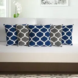 divine casa Pack of 5 Polyester Abstract Cushions Cover 16" X 16"-picture-27