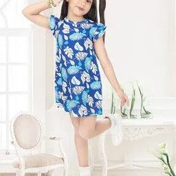 new gen Girls Leaf Print A-Line Dress-picture-46