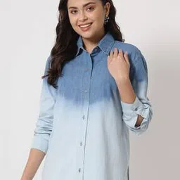 leia Women Ombre-Dyed Regular Fit Shirt with Spread Collar-picture-10