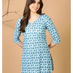 antaran Women Leaf Print Tunic with Round Neck-picture-46