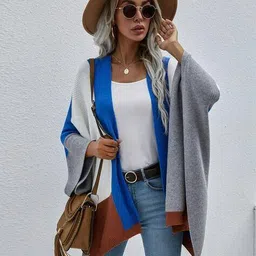 oh rare Women Colourblock Relaxed Fit Front-Open Shrug image 1