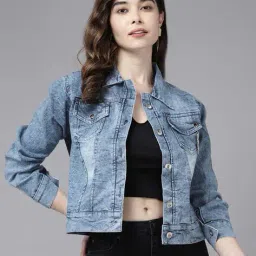 leia Women Regular Fit Denim Jacket with Flap Pocket image 1
