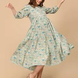 the mom store Women Floral Print Tiered Dress-picture-40