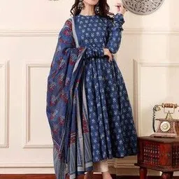 Women Floral Print Anarkali Kurta Set-image-28