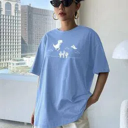 buda jeans co Women Graphic Print Oversized Fit Round-Neck T-Shirt-picture-34