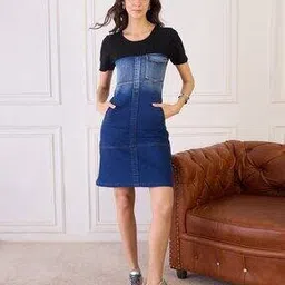 orchid blues  Women Denim Shift Dress-picture-35