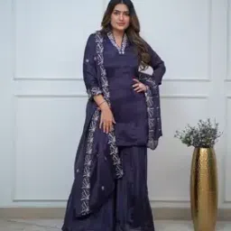 dmunesh fashion Women Embroidered Straight Kurta with Pants & Dupatta-picture-13