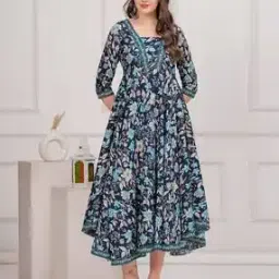 nehu empires Women Floral Print Anarkali Kurta-picture-32