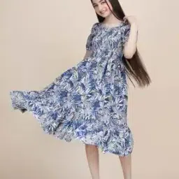 ptvize Girls Floral Print Fit & Flare Dress-picture-30