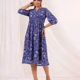 janasya Women Georgette Floral Printed A-Line Dress-picture-40