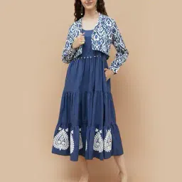 colour me Women Abstract Print Flared Kurta Set image 1