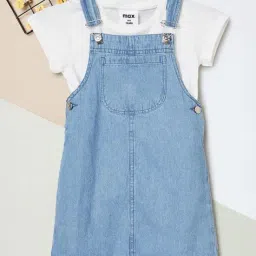 max Girls Denim Pinafore Dress with T-Shirt image 1